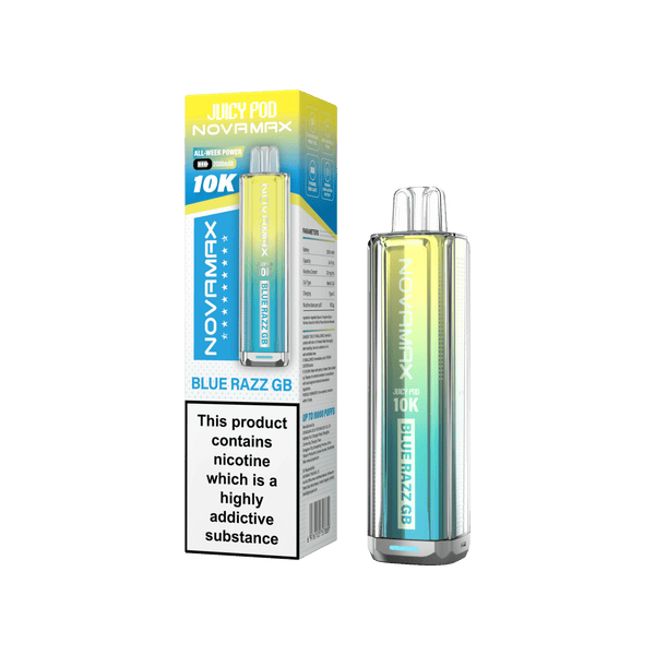 Juicy Pod Novamax 10k Prefilled Pod Vape Kit - Pack of 5 available in Blue Razz GB Flavour