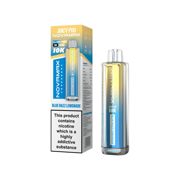 Juicy Pod Novamax 10k Prefilled Pod Vape Kit - Pack of 5 available in Blue Razz Lemonade Flavour