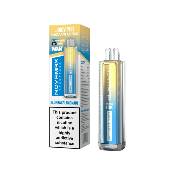 Juicy Pod Novamax 10k Prefilled Pod Vape Kit - Pack of 5 available in Blue Razz Lemonade Flavour