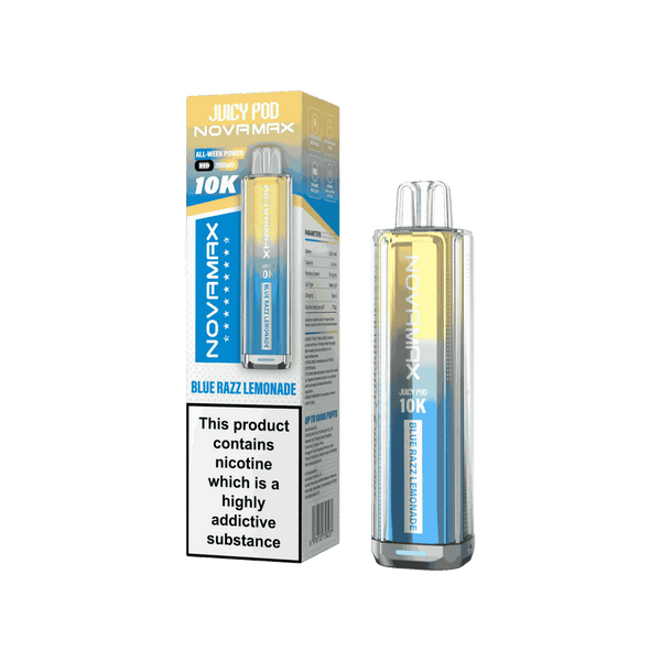 Juicy Pod Novamax 10k Prefilled Pod Vape Kit - Pack of 5 available in Blue Razz Lemonade Flavour