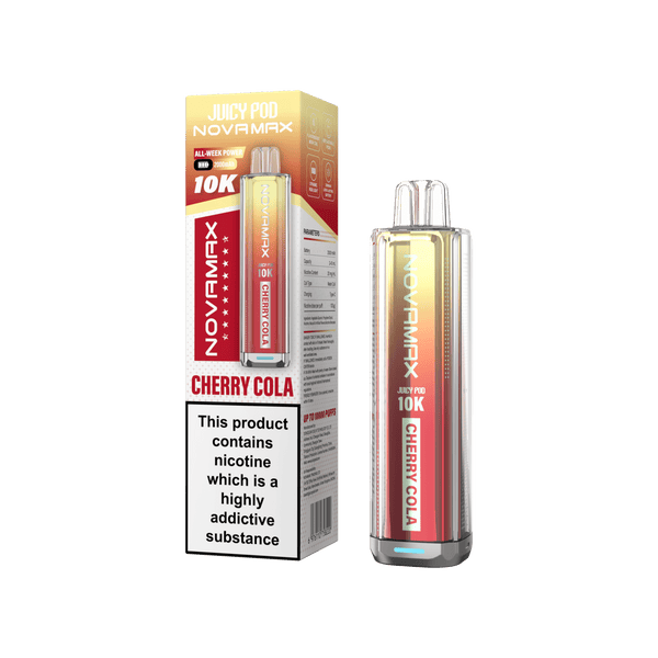Juicy Pod Novamax 10k Prefilled Pod Vape Kit - Pack of 5 available in Cherry Cola Flavour