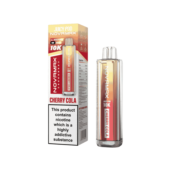 Juicy Pod Novamax 10k Prefilled Pod Vape Kit - Pack of 5 available in Cherry Cola Flavour