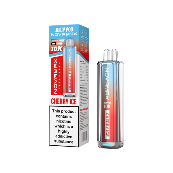 Juicy Pod Novamax 10k Prefilled Pod Vape Kit - Pack of 5 available in Cherry Ice Flavour