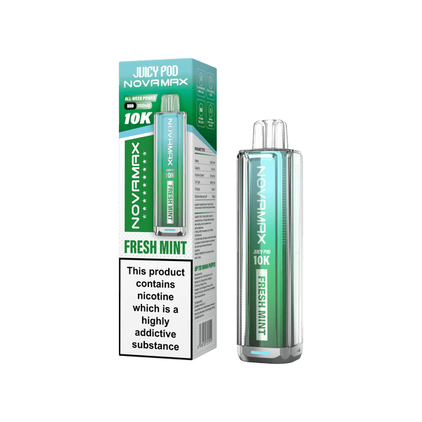 Juicy Pod Novamax 10k Prefilled Pod Vape Kit - Pack of 5 available in Fresh Mint Flavour