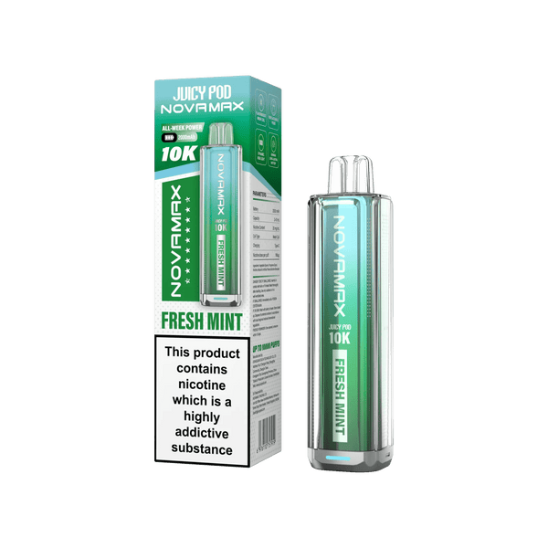 Juicy Pod Novamax 10k Prefilled Pod Vape Kit - Pack of 5 available in Fresh Mint Flavour