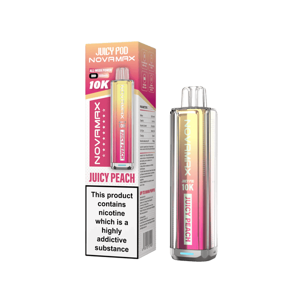 Juicy Pod Novamax 10k Prefilled Pod Vape Kit - Pack of 5 available in Juicy Peach Flavour