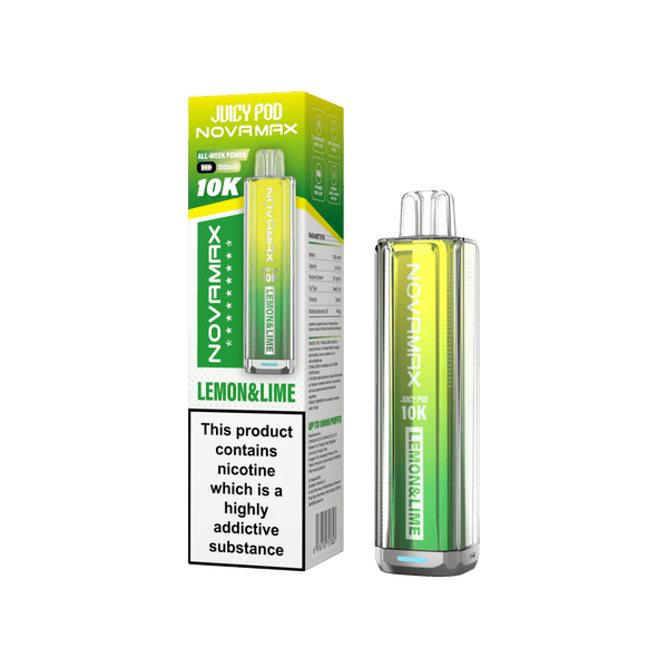 Juicy Pod Novamax 10k Prefilled Pod Vape Kit - Pack of 5 available in Lemon & Lime Flavour