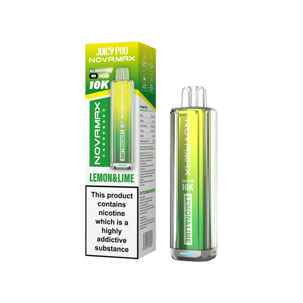 Juicy Pod Novamax 10k Prefilled Pod Vape Kit - Pack of 5 available in Lemon & Lime Flavour