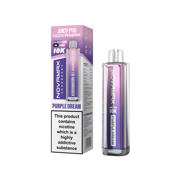 Juicy Pod Novamax 10k Prefilled Pod Vape Kit - Pack of 5 available in Purple Dream Flavour