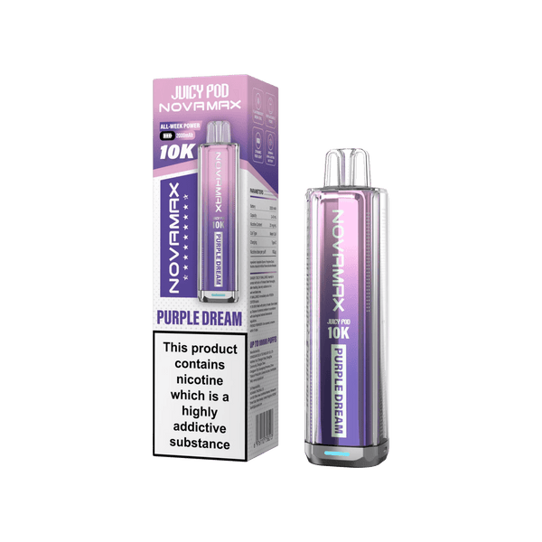 Juicy Pod Novamax 10k Prefilled Pod Vape Kit - Pack of 5 available in Purple Dream Flavour