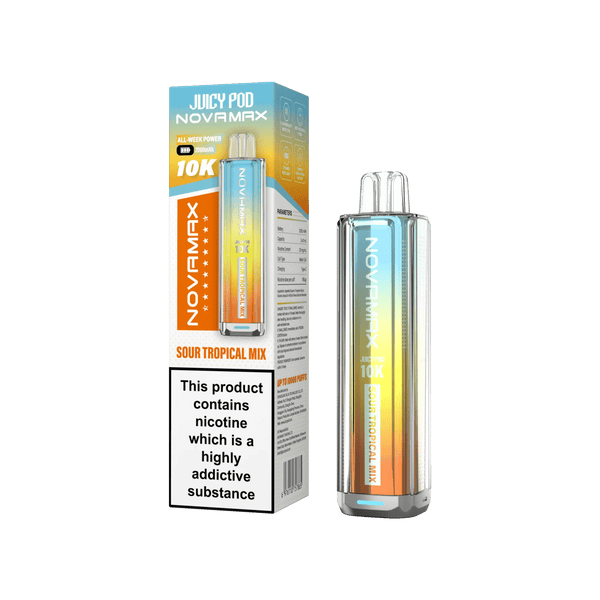 Juicy Pod Novamax 10k Prefilled Pod Vape Kit - Pack of 5 available in Sour Tropical Mix Flavour