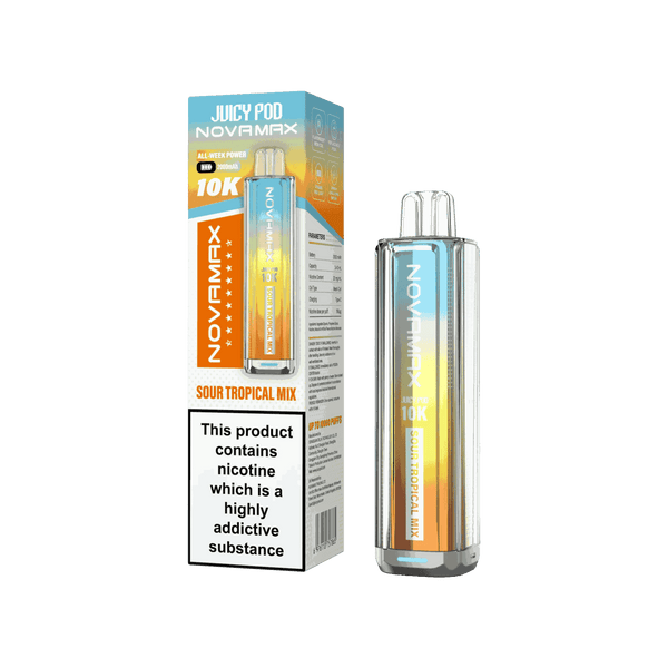 Juicy Pod Novamax 10k Prefilled Pod Vape Kit - Pack of 5 available in Sour Tropical Mix Flavour