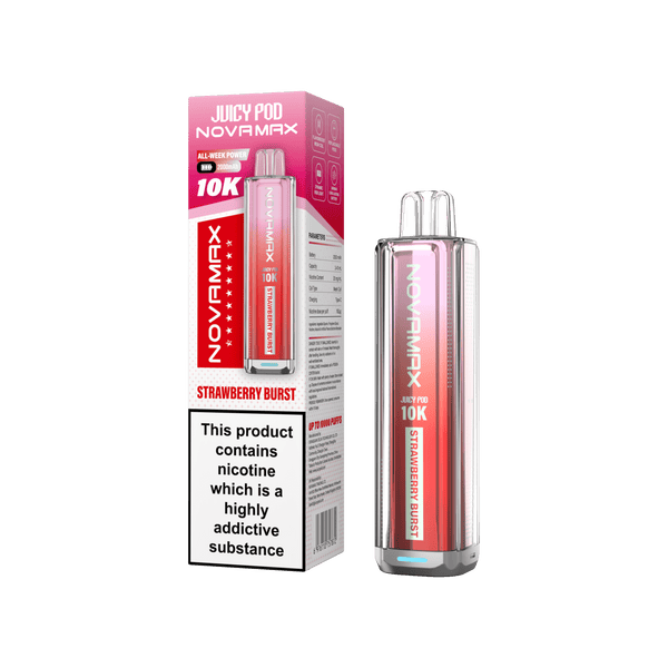 Juicy Pod Novamax 10k Prefilled Pod Vape Kit - Pack of 5 available in Strawberry Burst Flavour