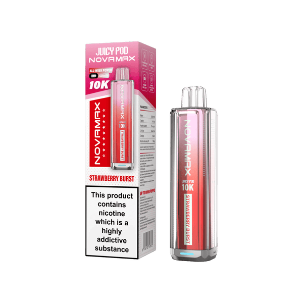 Juicy Pod Novamax 10k Prefilled Pod Vape Kit - Pack of 5 available in Strawberry Burst Flavour