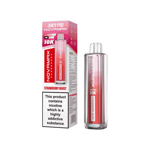 Juicy Pod Novamax 10k Prefilled Pod Vape Kit - Pack of 5 available in Strawberry Burst Flavour