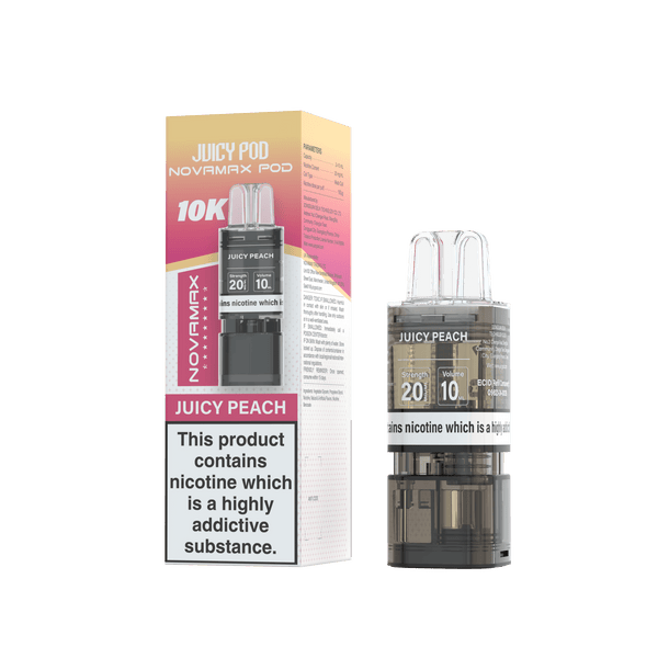 Juicy Pod Novamax 10k Replacement Pods - Available In Juicy Peach Flavour