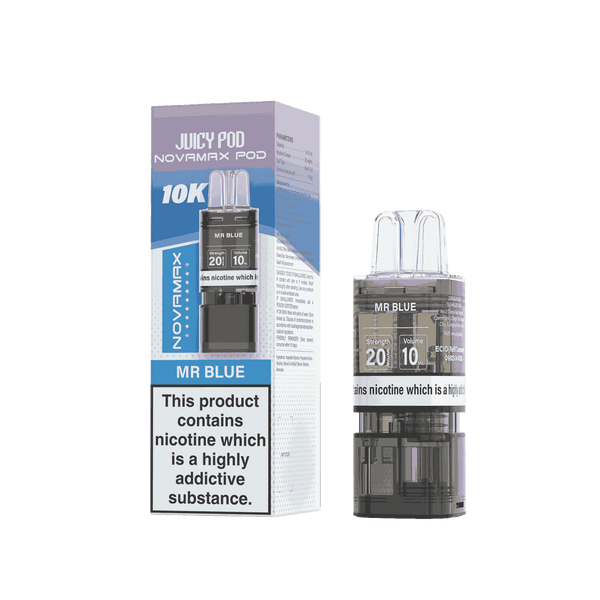 Juicy Pod Novamax 10k Replacement Pods, Mr Blue Flavour