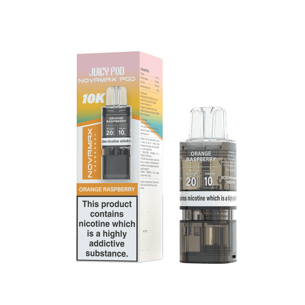 Juicy Pod Novamax 10k Replacement Pods - Available In Orange Raspberry Flavour
