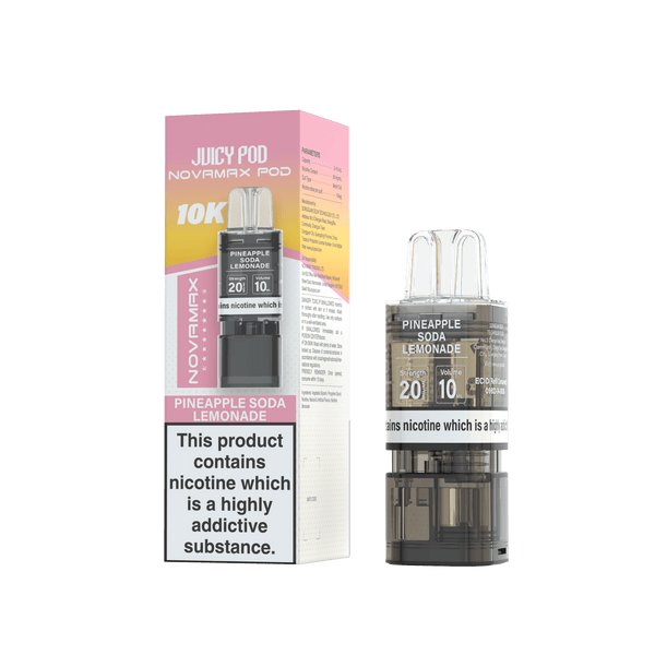 Juicy Pod Novamax 10k Replacement Pods - Available In Pineapple Soda Lemonade Flavour