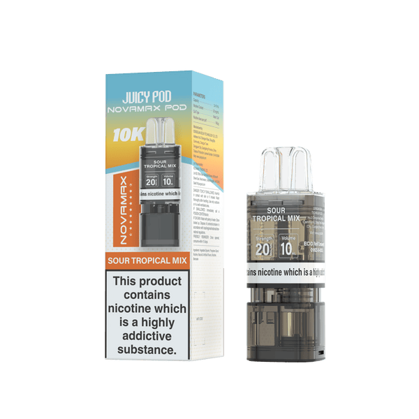 Juicy Pod Novamax 10k Replacement Pods - Available In Sour Tropical Mix Flavour