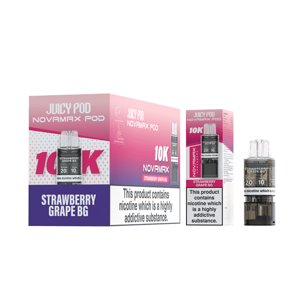 Juicy Pod Novamax 10k Replacement Pods - Available In Strawberry Grape GB Flavour