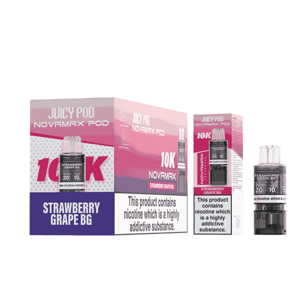 Juicy Pod Novamax 10k Replacement Pods, Strawberry Grape Gb Flavour