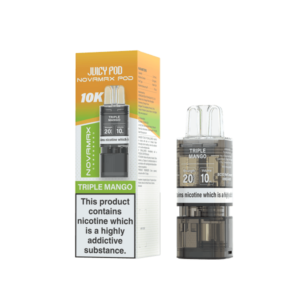 Juicy Pod Novamax 10k Replacement Pods - Available In Triple Mango Flavour
