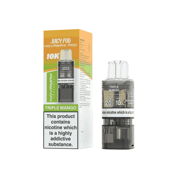 Juicy Pod Novamax 10k Replacement Pods, Triple Mango Flavour