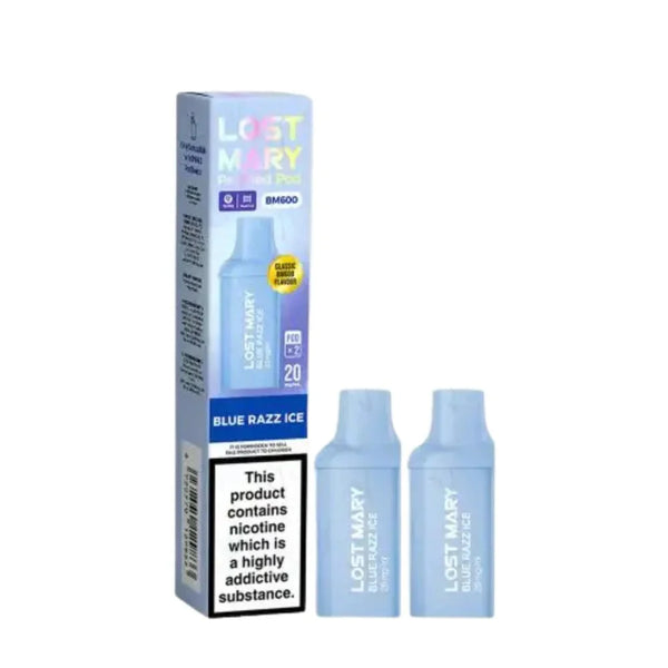 Lost Mary BM600 Prefilled Pods box of 10 In Blue Razz Ice Flavour