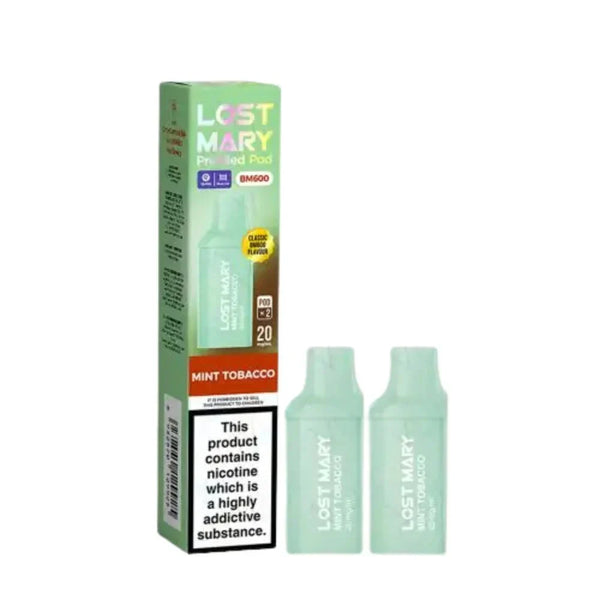 Lost Mary BM600 Prefilled Pods box of 10 In Mint Tobacco Flavour