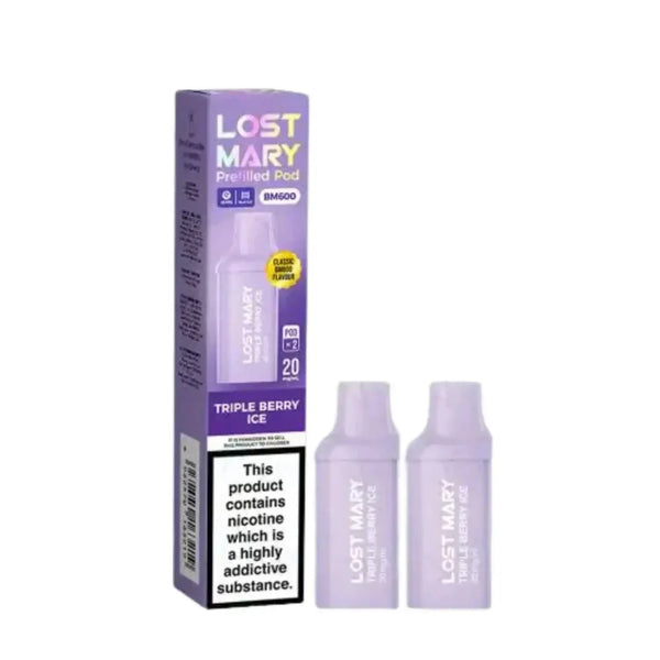 Lost Mary BM600 Prefilled Pods box of 10 In Triple Berry ice Flavour