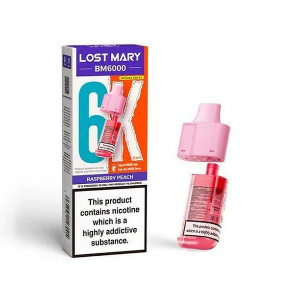 Lost Mary BM6000 Prefilled Pods Pack of 5 - Available In Raspberry Peach Flavour