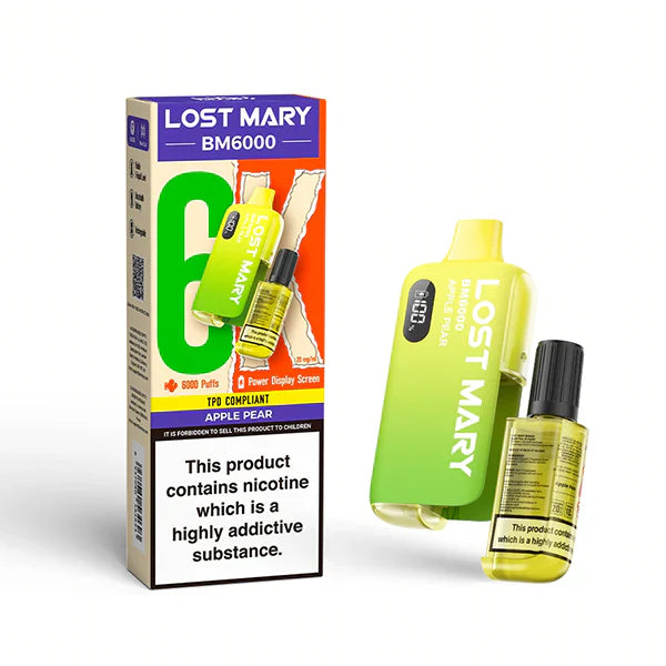 Lost Mary BM6000 Prefilled Vape Pod Kit - Box of 5 available in Apple Pear Flavor