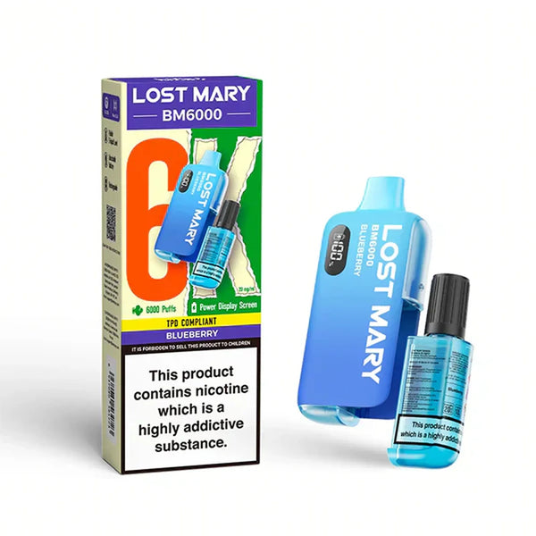 Lost Mary BM6000 Prefilled Vape Pod Kit Box of 5, Blueberry Flavor