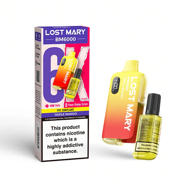 Lost Mary BM6000 Prefilled Vape Pod Kit - Box of 5 available in Triple Mango Flavor