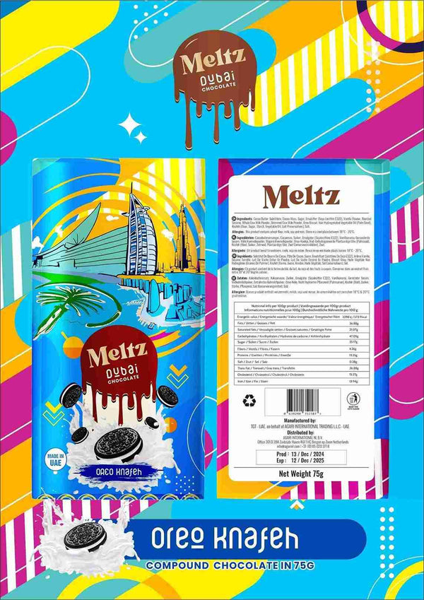 Meltz Dubai Knafeh Chocolate - 75g - with Oreo Knafeh flavour