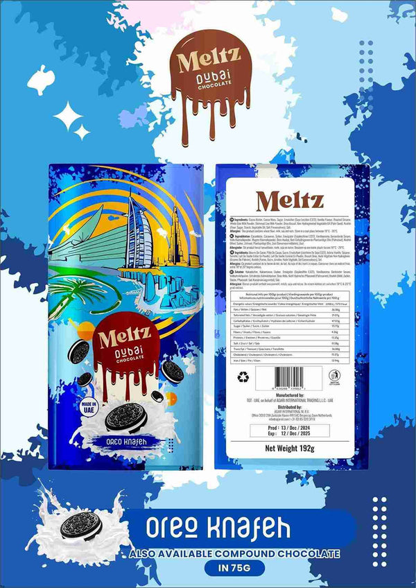 Meltz Dubai Knafeh Chocolate - 75g - with Oreo Knafeh flavour1
