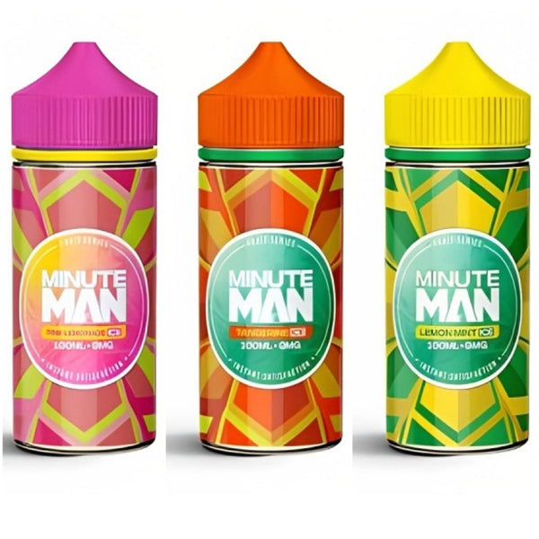 Minute Man 100ml Shortfill Eliquid, Pink Lemonade Ice, Tangerine Ice, Lemon mint Ice Flavour