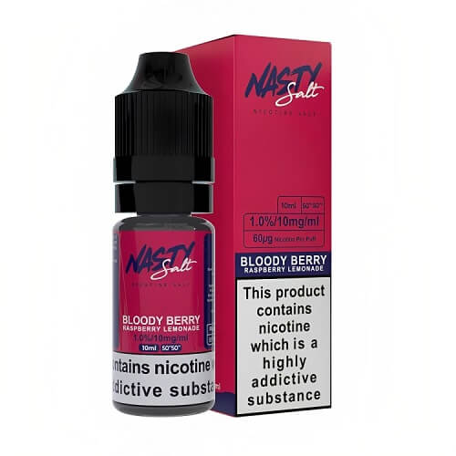 Nasty Juice Nic Salt 10ML - Pack of 10 Available In Bloody Berry Lemonade Flavour