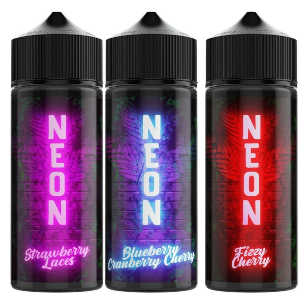 Neon Shortfill 100ml E Liquid, Strawberry Laces, Blueberry Cranberry Cherry, Fizzy Cherry Flavour