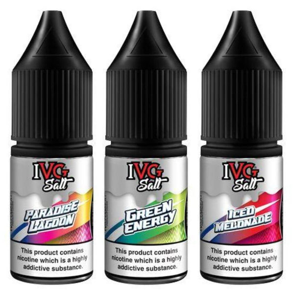 VG Crushed Nic Salt 10ml Pack of 10 Available In Paradise lagoon Green Energy Iced Melonade Flavour