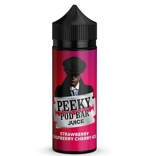 Peeky Blenders Pod Bar Juice Shortfill 100ml, Strawberry Raspberry Cherry Ice Flavour