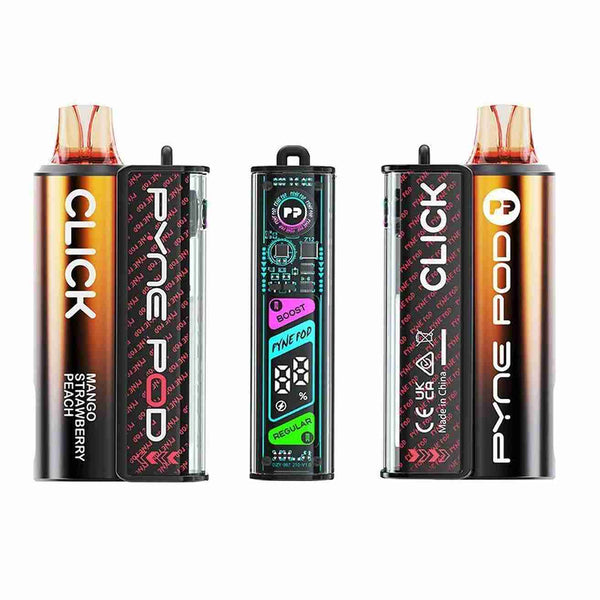 Pyne Pod Click 10000 Starter Kit - Pack of 5 - with Mango Strawberry Peach flavour
