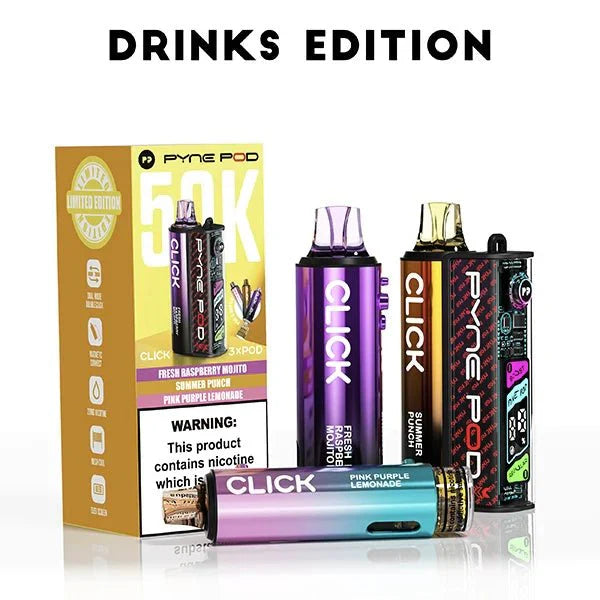 Pyne Pod Click 50k Prefilled Pod Vape Kit Box of 5, Drinks Edition Flavour