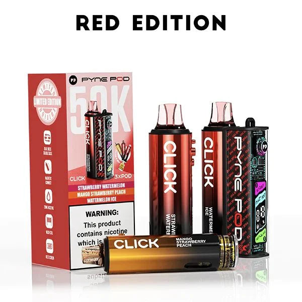 Pyne Pod Click 50k Prefilled Pod Vape Kit Box of 5, Red Edition Flavour