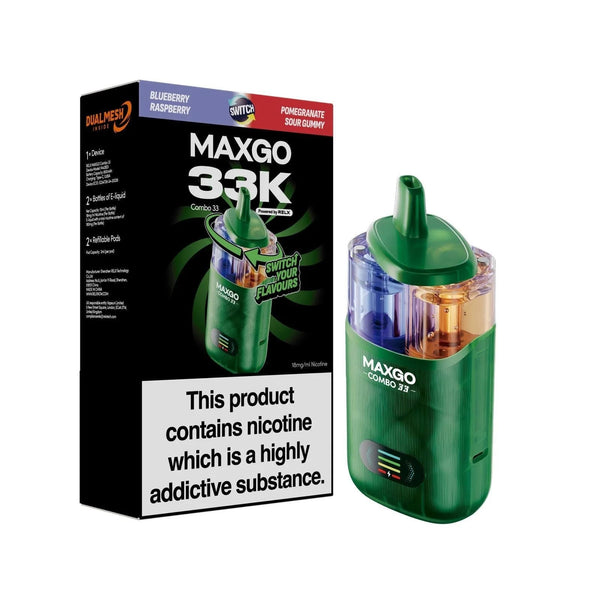 Relx Maxgo Combo 33000 Prefilled Pod Kit - Box of 5 available in Blueberry Raspberry Flavour
