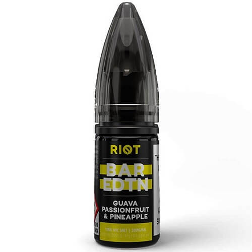 Riot Bar EDTN Nic Salt 10ml Pack of 10 Available In Guava Passionfruit & Pineapple Flavour