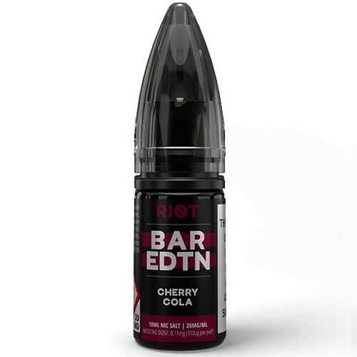 Riot Bar EDTN Nic Salt 10ml Pack of 10 Available In Cherry Cola Flavour