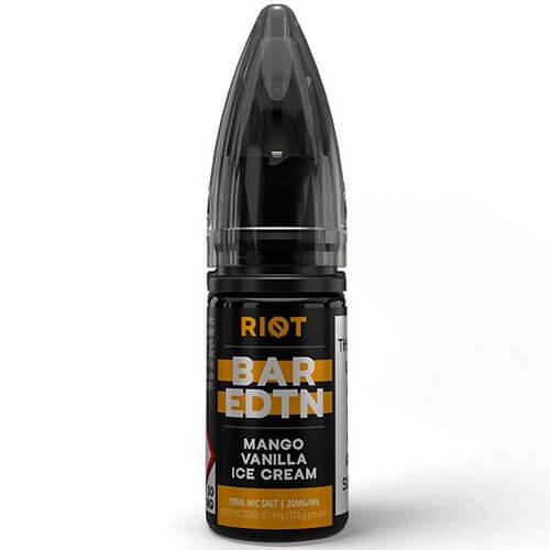 Riot Bar EDTN Nic Salt 10ml Pack of 10 Available In mango Vanilla Ice Cream Flavour