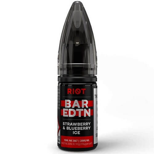 Riot Bar EDTN Nic Salt 10ml Pack of 10 Available In Strawberry & Blueberry Ice Flavour